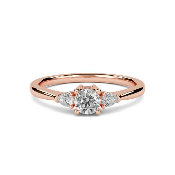 Elegant Round & Pear Diamond Trilogy Ring