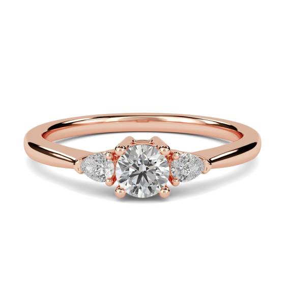 Elegant Round & Pear Diamond Trilogy Ring