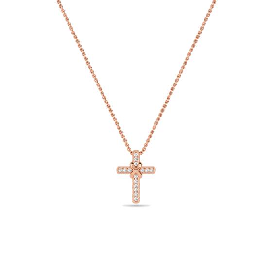 Unique Round Diamond Cross Pendant