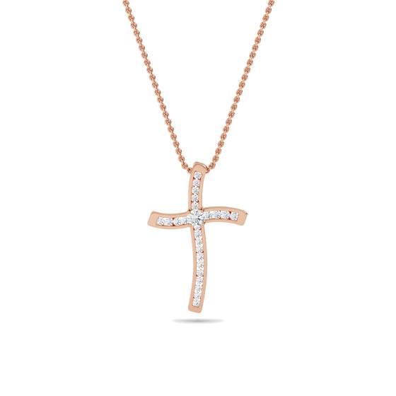 Stylish Round Diamond Cross Pendant