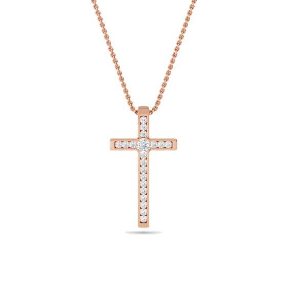 Classic Round Diamond Cross Pendant