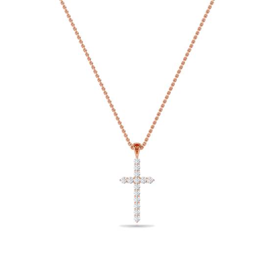 Traditional Round Diamond Cross Pendant