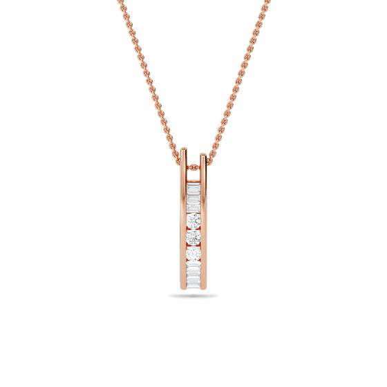 Round and Baguette Diamond Pendant