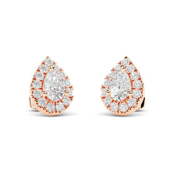 Pear and Round Diamond Cluster Earrings