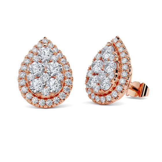 1.00ct VS/E-F Round Diamond Cluster Earrings