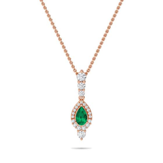 1.40ct Emerald Pear Pendant and Chain