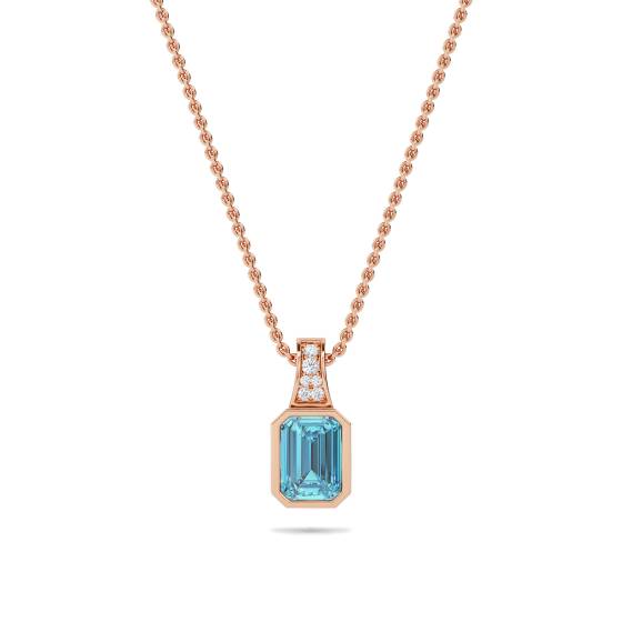 2.20ct Aquamarine Bezel Set Pendant and Chain