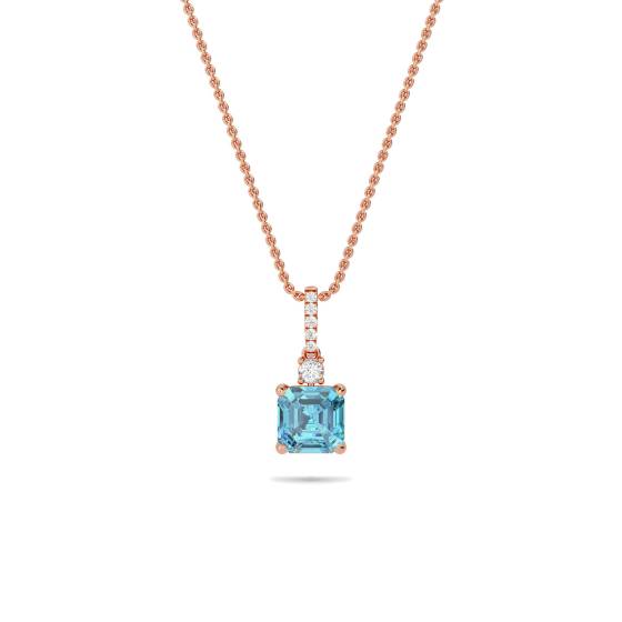 3.45ct Aquamarine Square Pendant and Chain