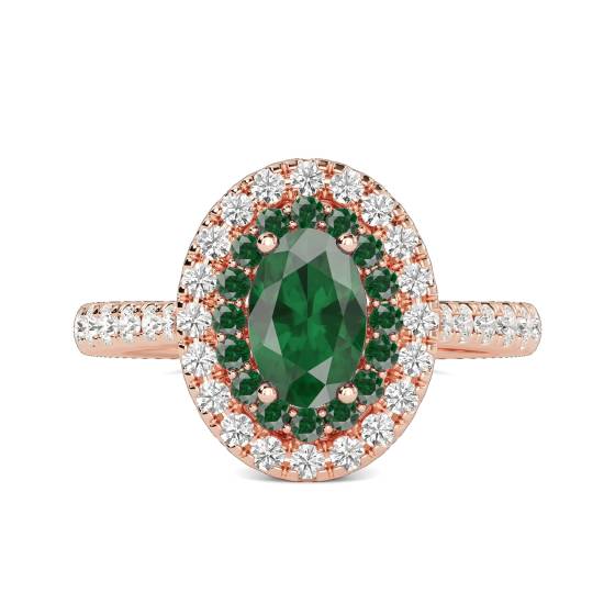 1.50ct Emerald Double Halo Oval Ring