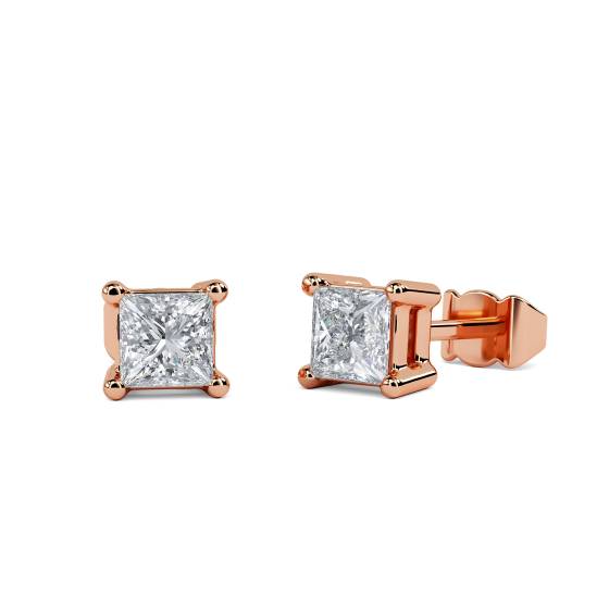 0.25ct VS/E-F Princess Diamond Stud Earrings
