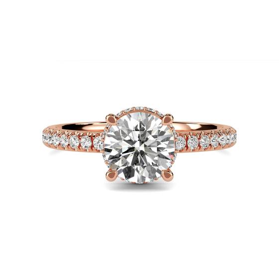 Round Diamond Low Set Hidden Halo Shoulder Set Ring