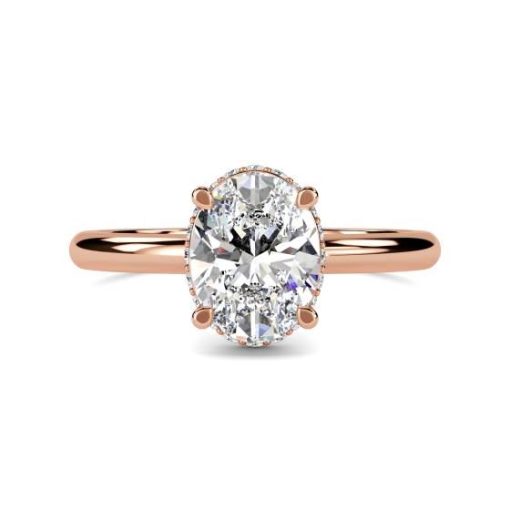 Oval Diamond Low Set Hidden Halo Ring