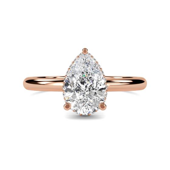 Pear Diamond Low Set Hidden Halo Ring