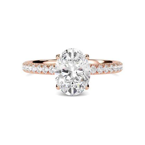 Oval Diamond High Set Hidden Halo Shoulder Set Ring