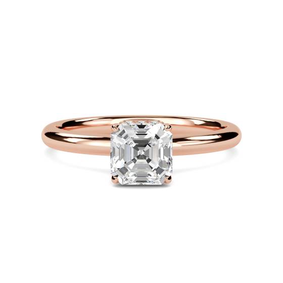 Asscher Diamond Hidden Halo Ring