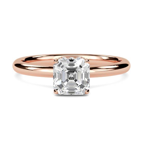 Asscher Diamond Hidden Halo Ring