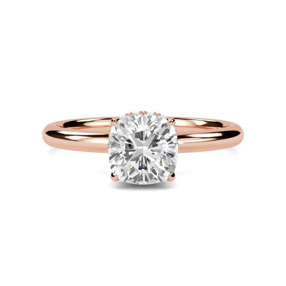 Cushion Diamond Hidden Halo Ring