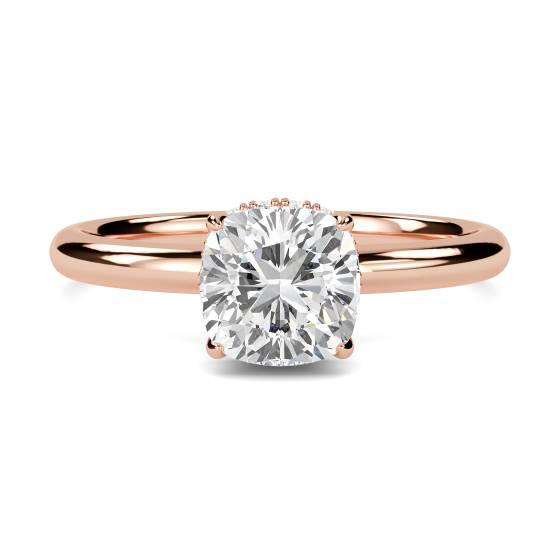 Cushion Diamond Hidden Halo Ring