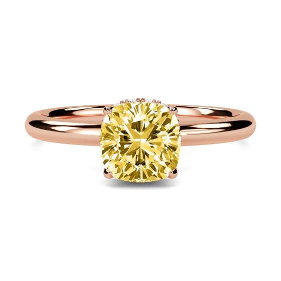 Cushion Yellow Diamond Halo Ring