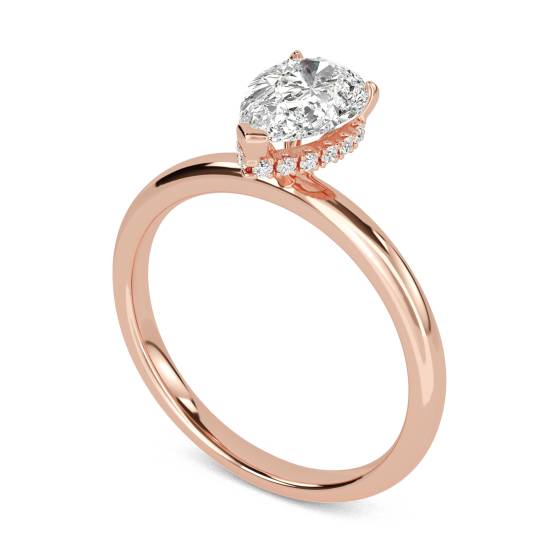 Pear Diamond Hidden Halo Ring