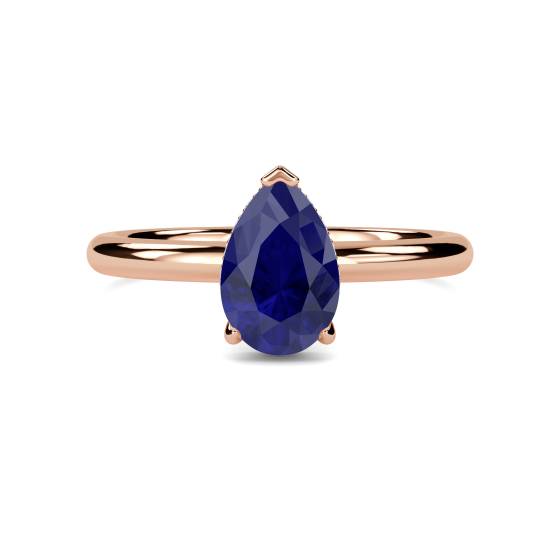 Pear Blue Sapphire Gemstone Halo Ring