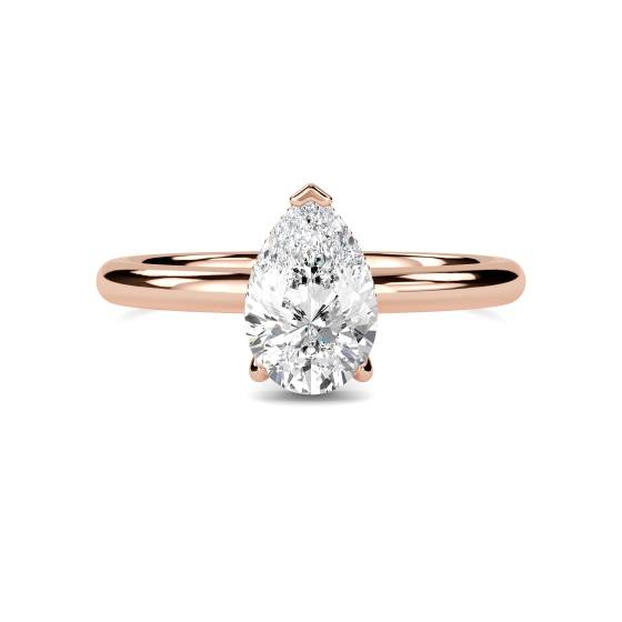 Pear Diamond Hidden Halo Ring