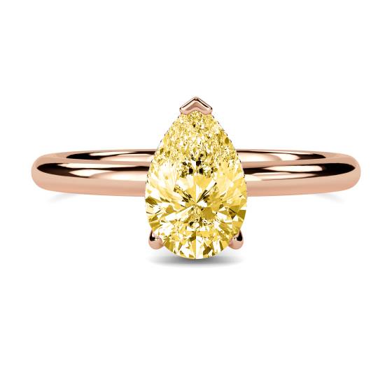 Pear Yellow Diamond Halo Ring