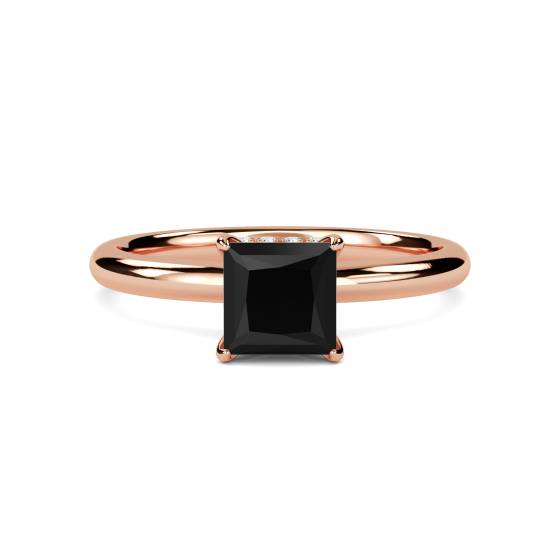 Princess Black Diamond Hidden Halo Ring