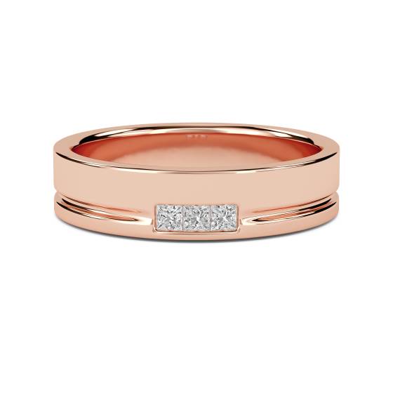 5.5mm Mens Princess Diamond Bezel Set Ring