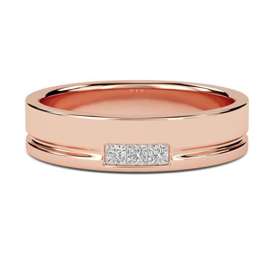 5.5mm Mens Princess Diamond Bezel Set Ring