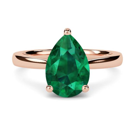 Fancy Emerald Green Pear Solitaire Ring