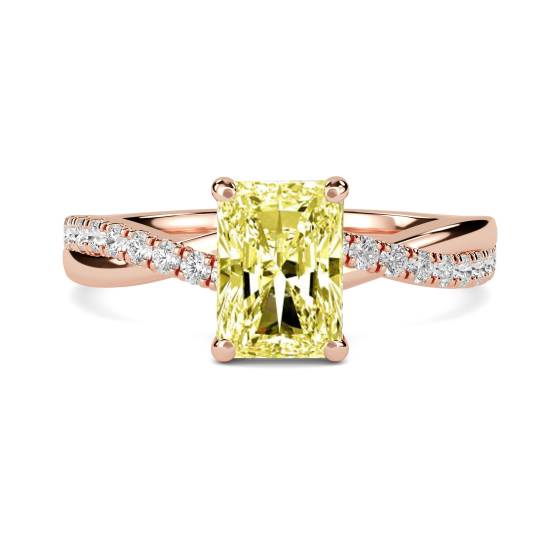 Fancy Yellow Radiant Diamond Shoulder Set Ring