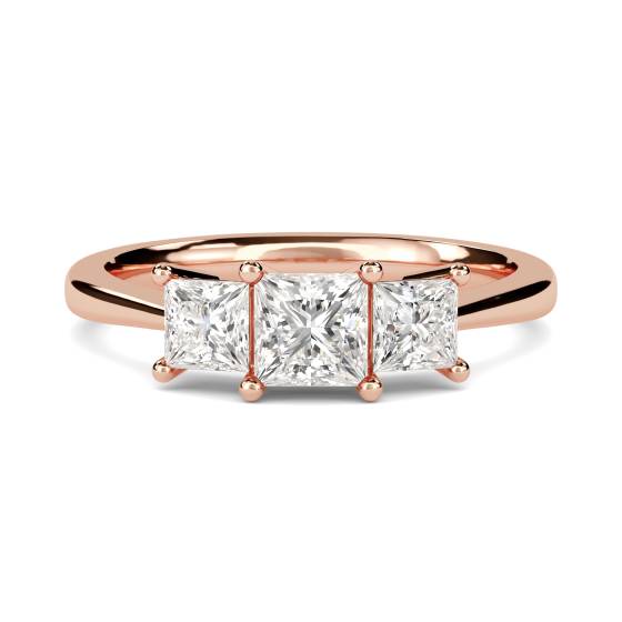 Tapered Band Princess Diamond Trilogy Ring