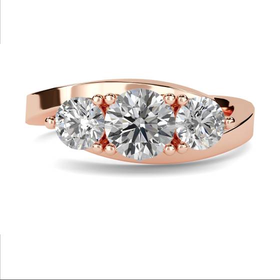 Modern Round Diamond Trilogy Ring