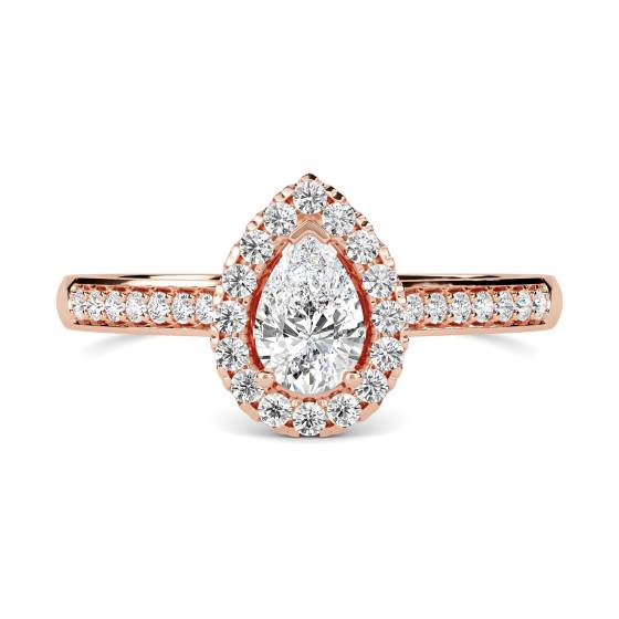 Pear Diamond Single Halo Shoulder Set Ring
