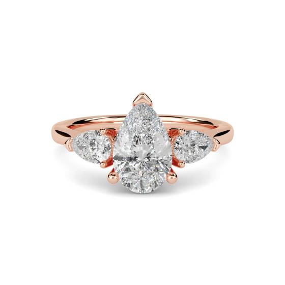 Elegant Pear Diamond Trilogy Ring
