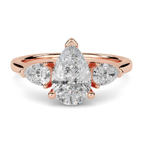 Elegant Pear Diamond Trilogy Ring