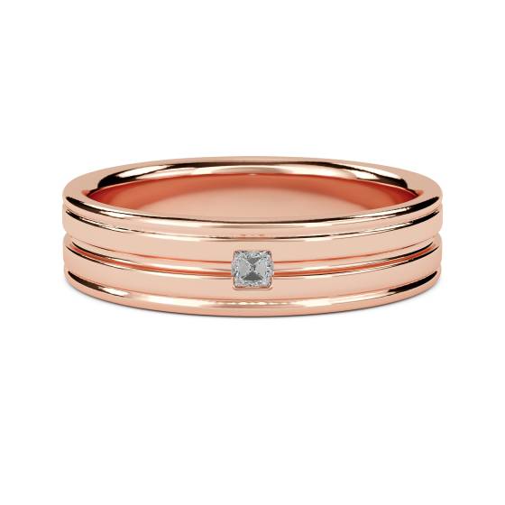 5.5mm Mens Princess Diamond Bezel Set Ring