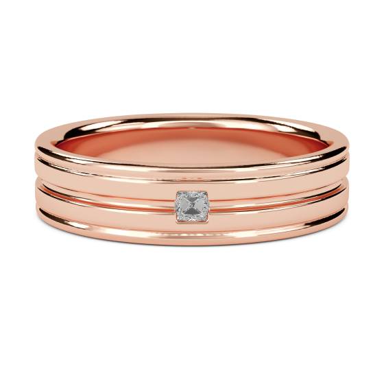 5.5mm Mens Princess Diamond Bezel Set Ring