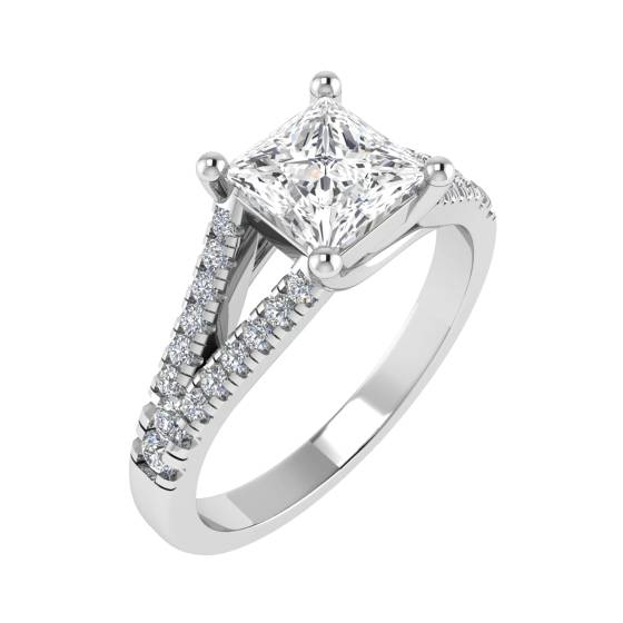 Princess Diamond Shoulder Set Ring