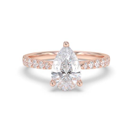 Pear Shoulder Set Diamond Engagement Ring