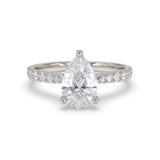 Pear Shoulder Set Diamond Engagement Ring
