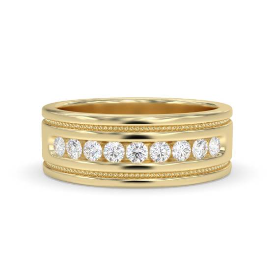 7.5mm Mens Round Diamond Ring