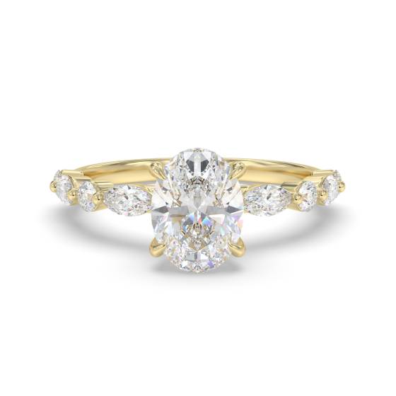 Oval Diamond Shoulder Set Ring