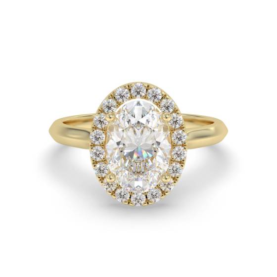 Oval Diamond Single Halo Ring