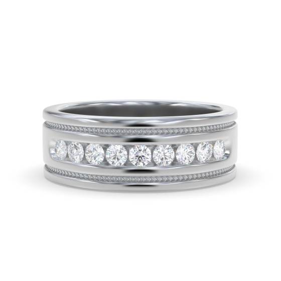7.5mm Mens Round Diamond Ring