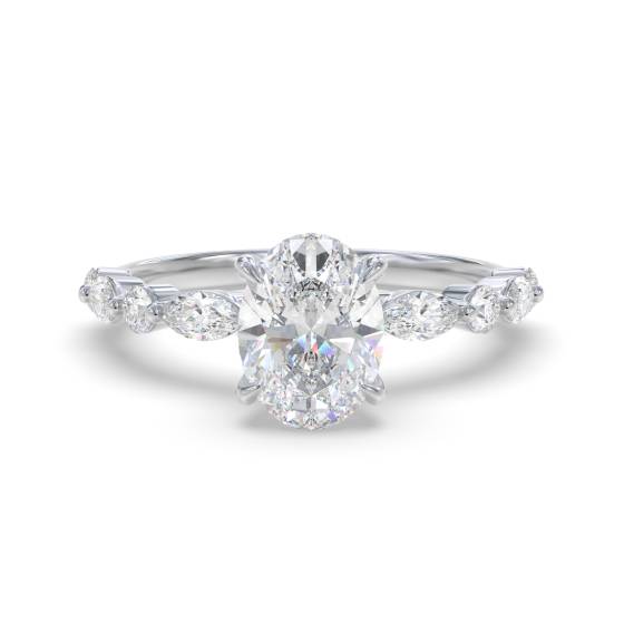 Oval Diamond Shoulder Set Ring