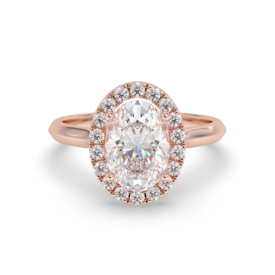 Oval Diamond Single Halo Ring