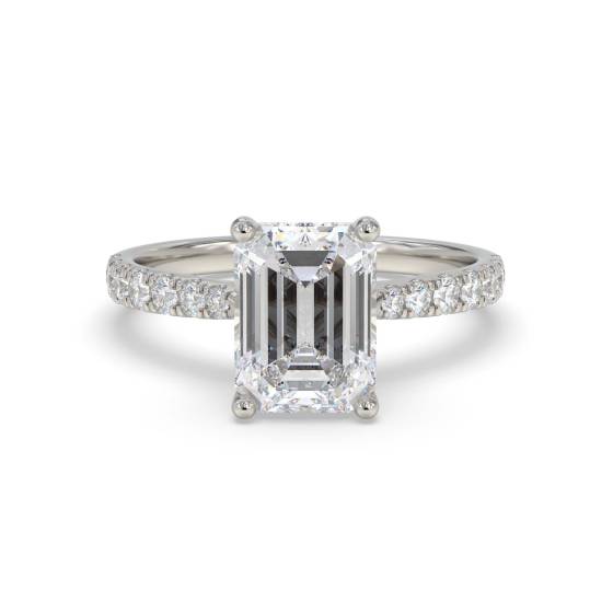 Emerald Shoulder Set Diamond Engagement Ring