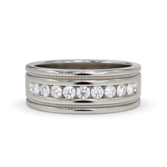 7.5mm Mens Round Diamond Ring